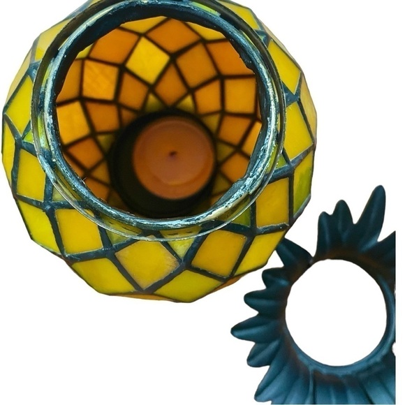 Partylite pineapple candle holder, tea lights or voltives, stained glass look - Picture 5 of 6